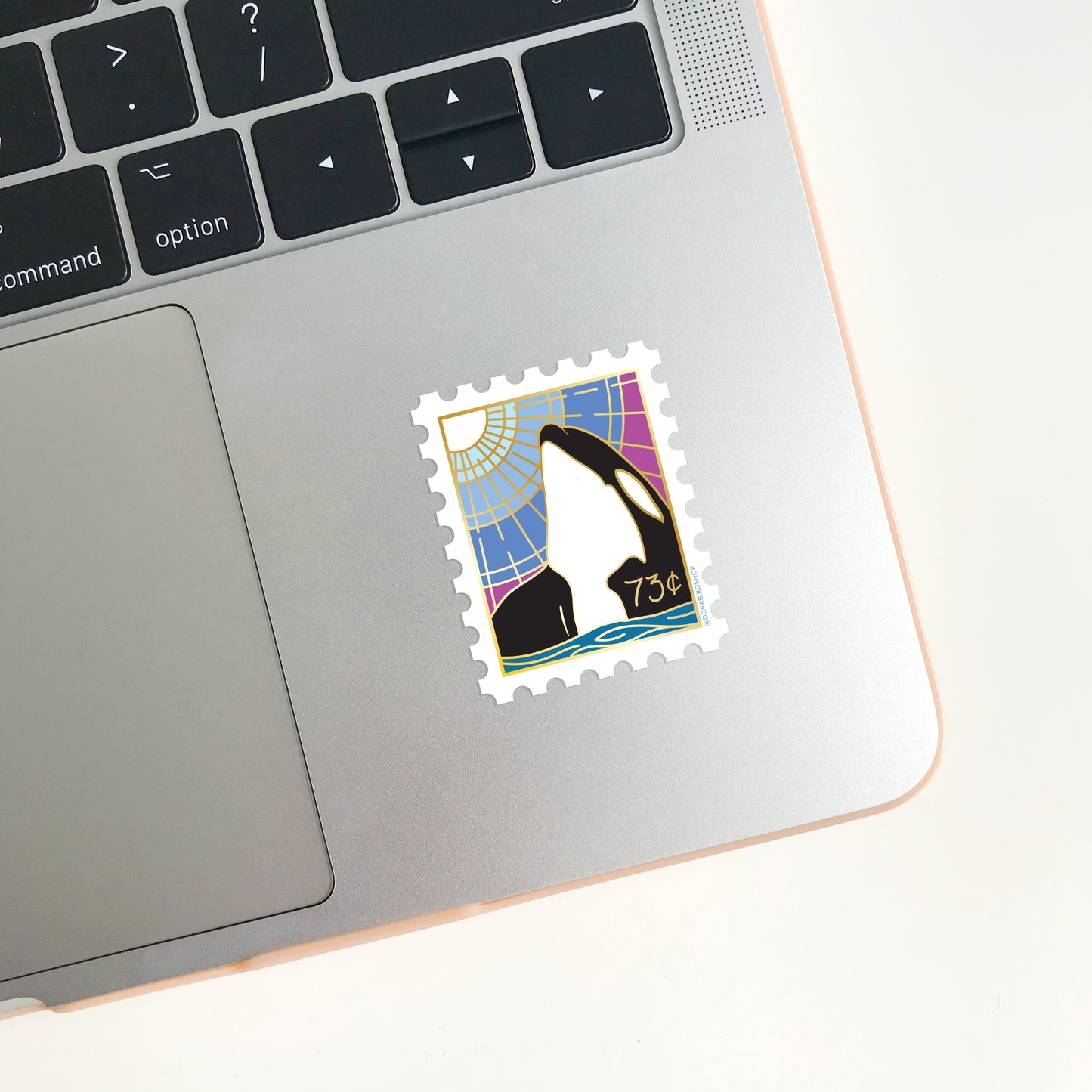 Curious Orca Postage Stamp Sticker