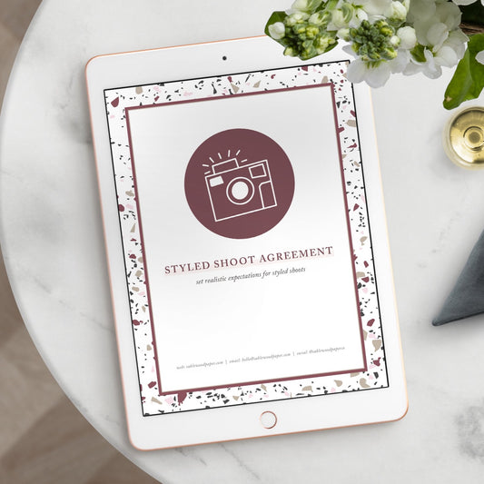 Styled Shoot Agreement for Stationers + Calligraphers