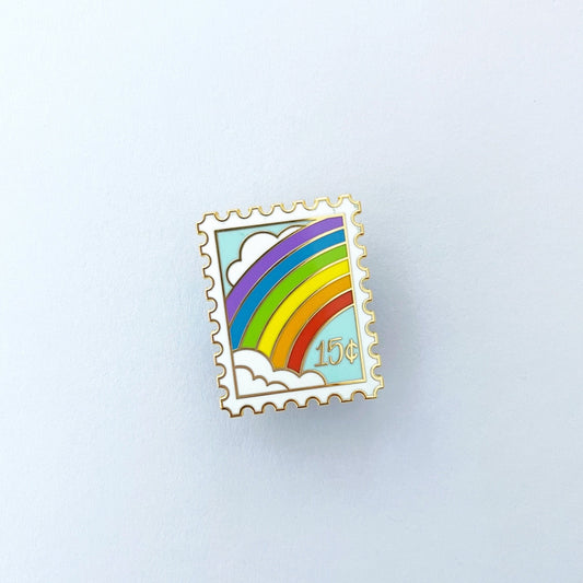 Rainbow Postage Stamp Enamel Pin // rainbow pin / lapel pin / postage pin / stamp pin / pin collector / hard enamel / pride pin / lgbtqia