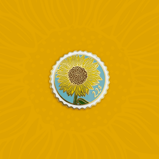 Sunflower Stamp Enamel Pin