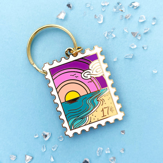 Sunset Shore Enamel Keychain