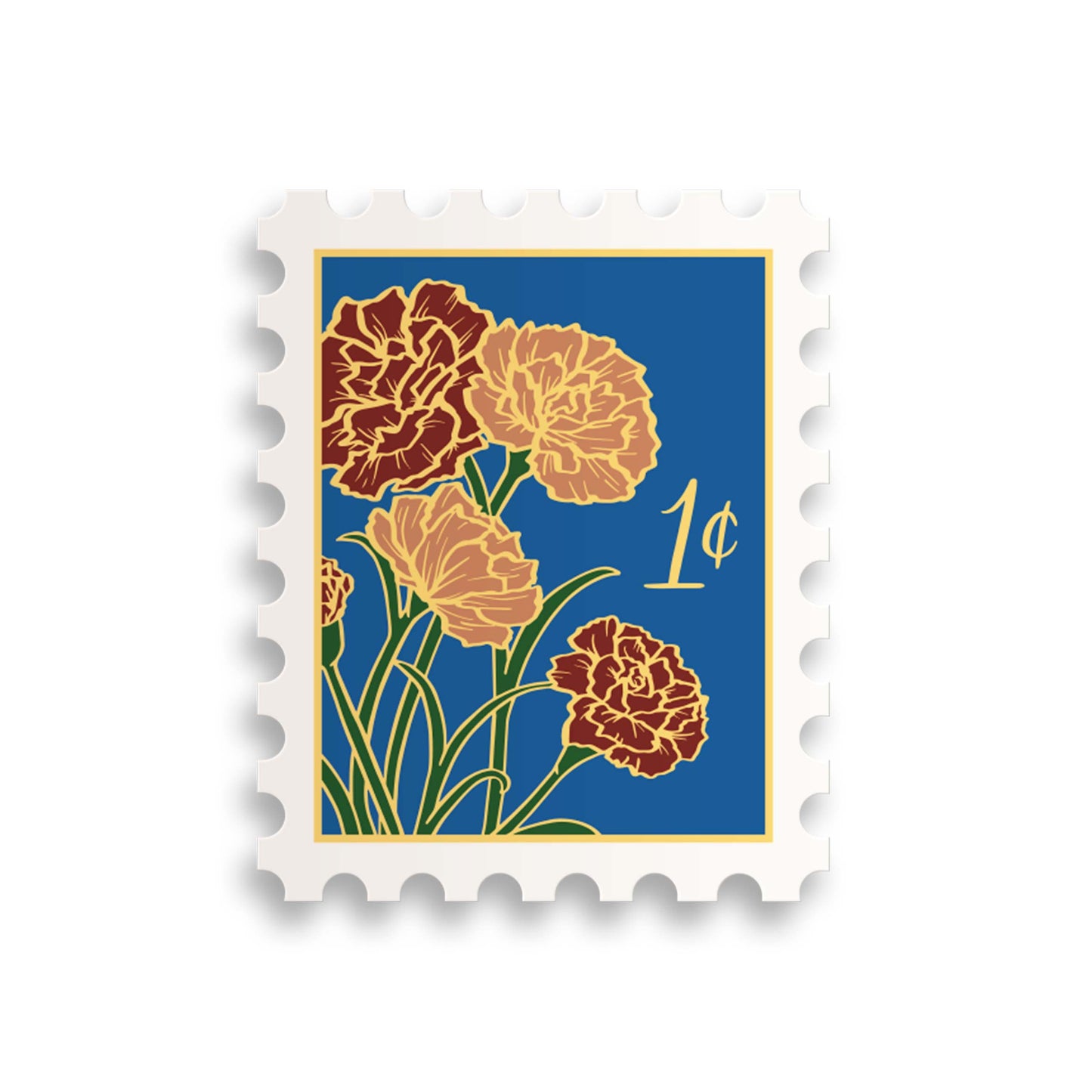 January Carnation Birth Month Stamp Sticker