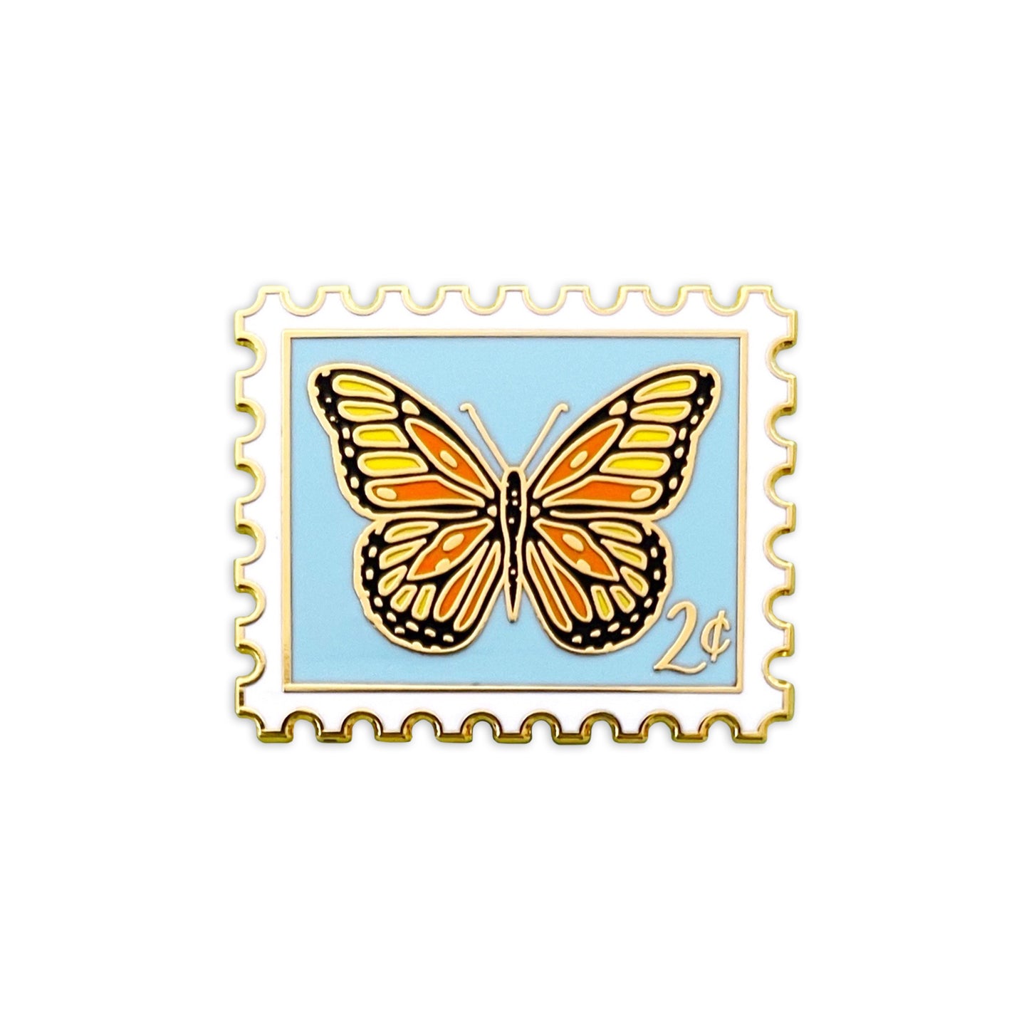 Monarch Butterfly Postage Stamp Enamel Pin