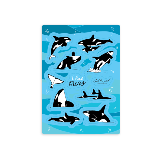 I Love Orcas Sticker Sheet
