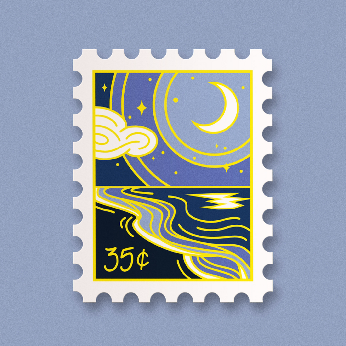 Serene Shore Stamp Sticker