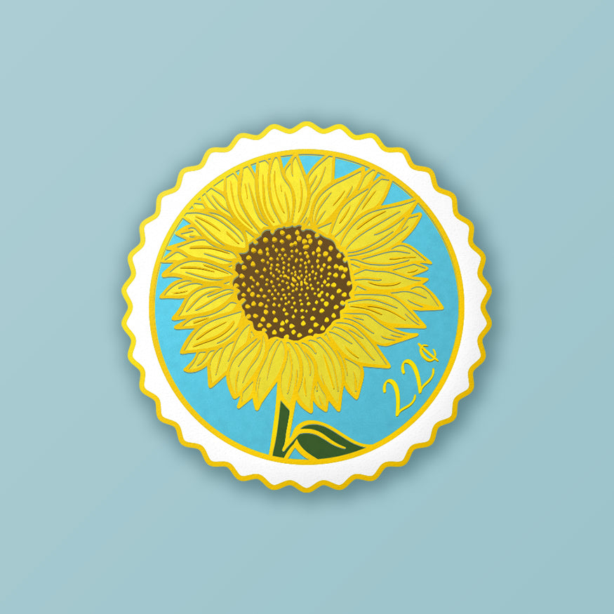 Sunflower Stamp Enamel Pin