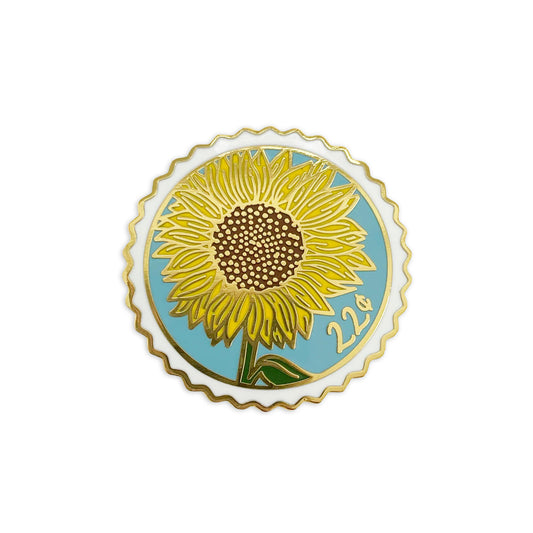Sunflower Stamp Enamel Pin