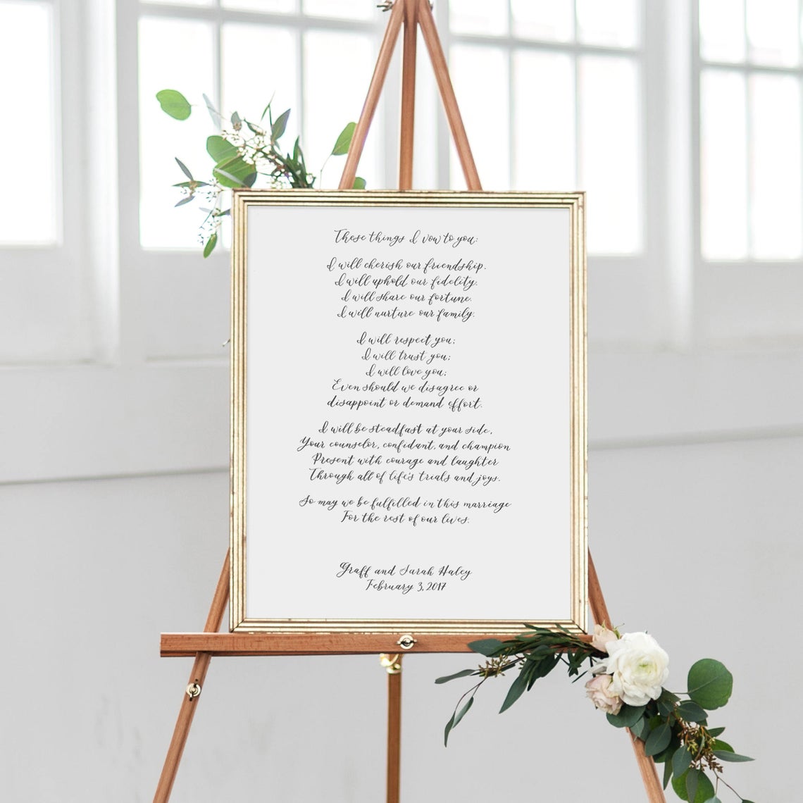 PAIR of Custom Calligraphy Wedding Vows