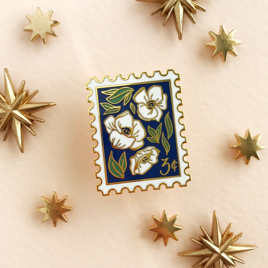 Anemone Postage Stamp Enamel Pin