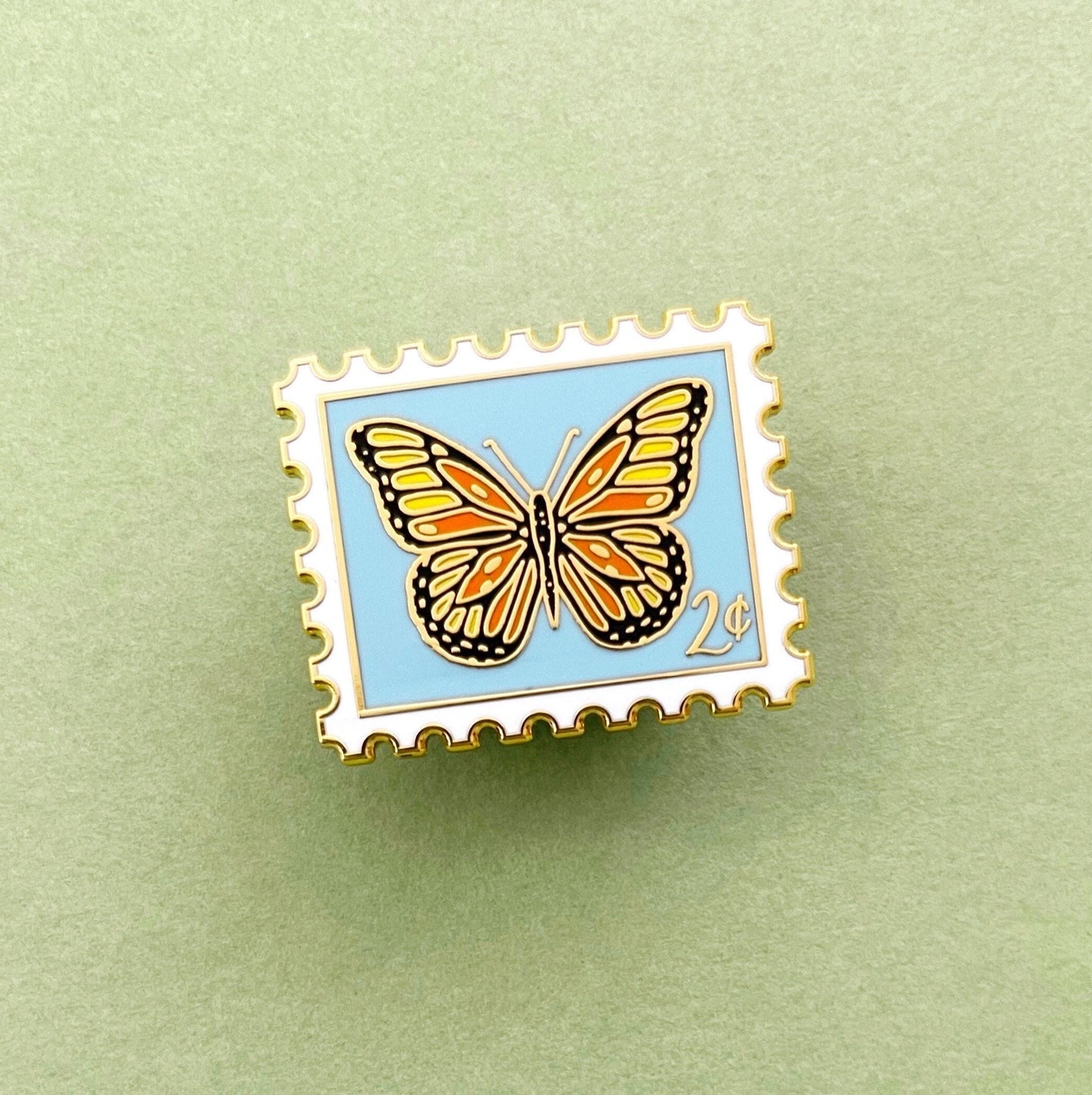 Monarch Butterfly Postage Stamp Enamel Pin // butterfly pin / lapel pin / postage pin / stamp pin / pin collector / hard enamel / butterfly